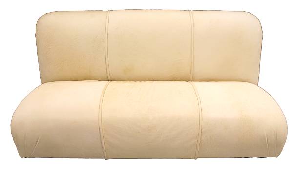 Appraisal: A cream leather upholstered settee height in length ft in