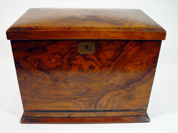 Appraisal: Victorian walnut stationary box the lid with black tooled leather