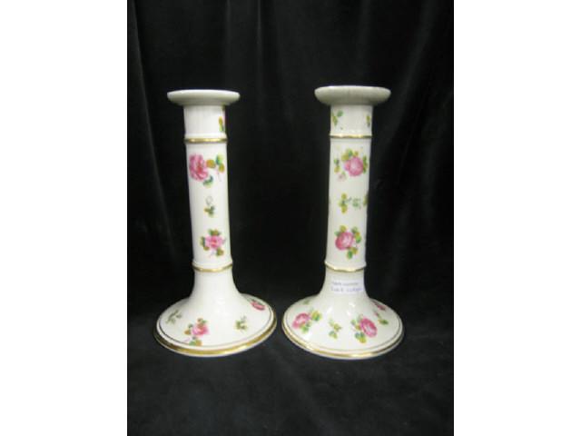 Appraisal: Pair of Minton Porcelain Candlesticks floral crazing