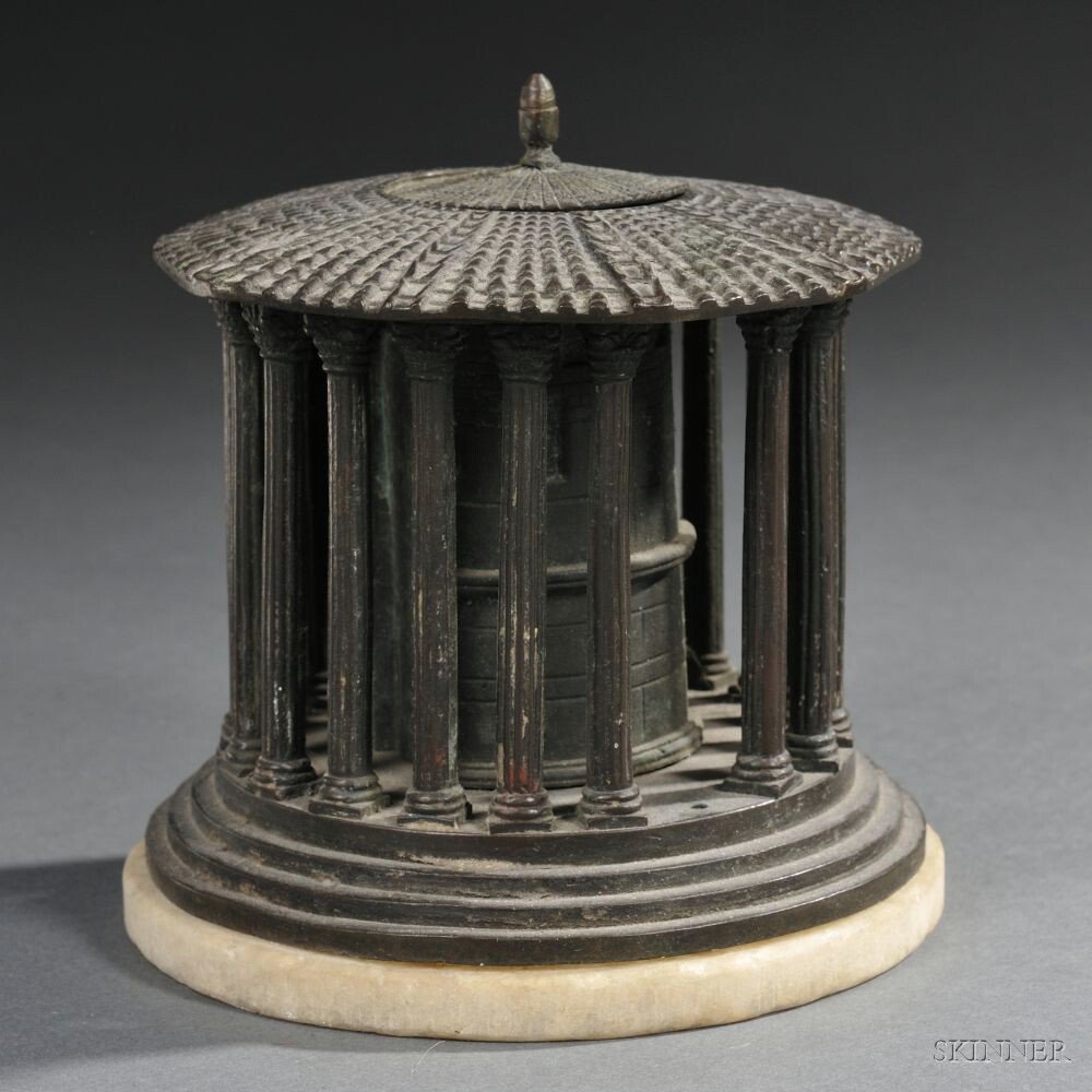 Appraisal: Grand Tour Large Bronze Inkwell Cast as the Temple of