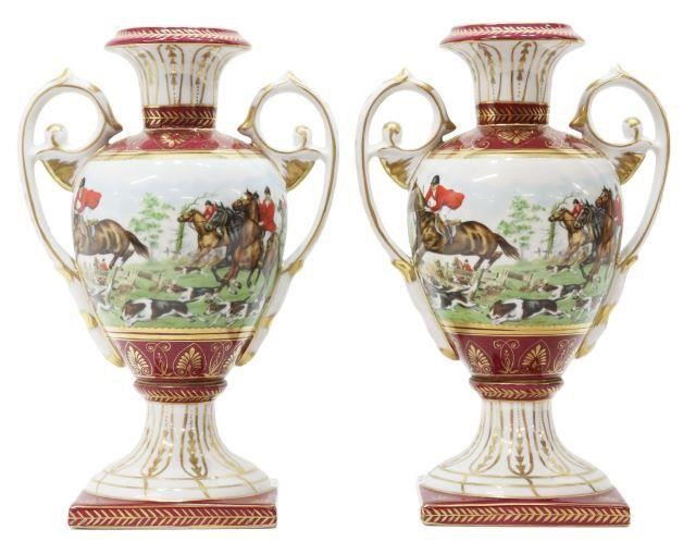 Appraisal: pair Royal Vienna style porcelain urn-form vases late th c