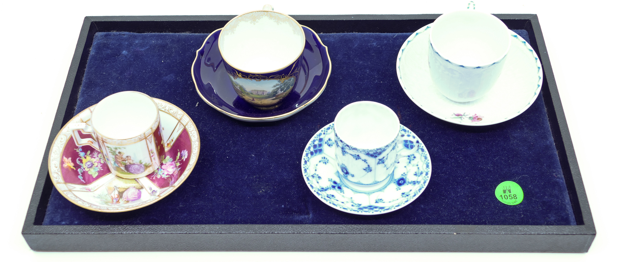 Appraisal: Tray pc Antique Fine Porcelain Cabinet Cup Saucers