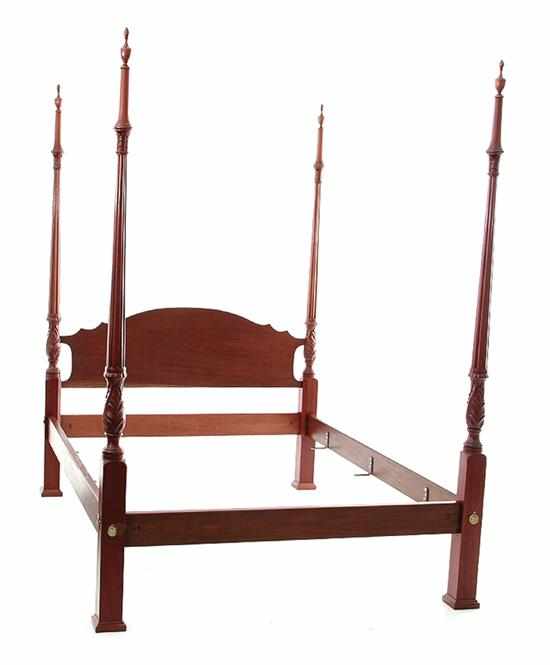 Appraisal: Federal style carved mahogany four-poster bed by Shamburger Reproductions shaped