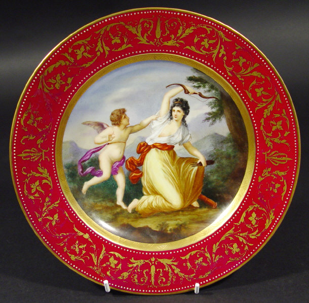 Appraisal: th Century Vienna porcelain plate hand painted with a maiden