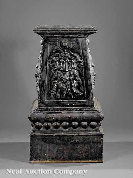 Appraisal: A Monumental American Cast Iron Statuary Pedestal stepped top above