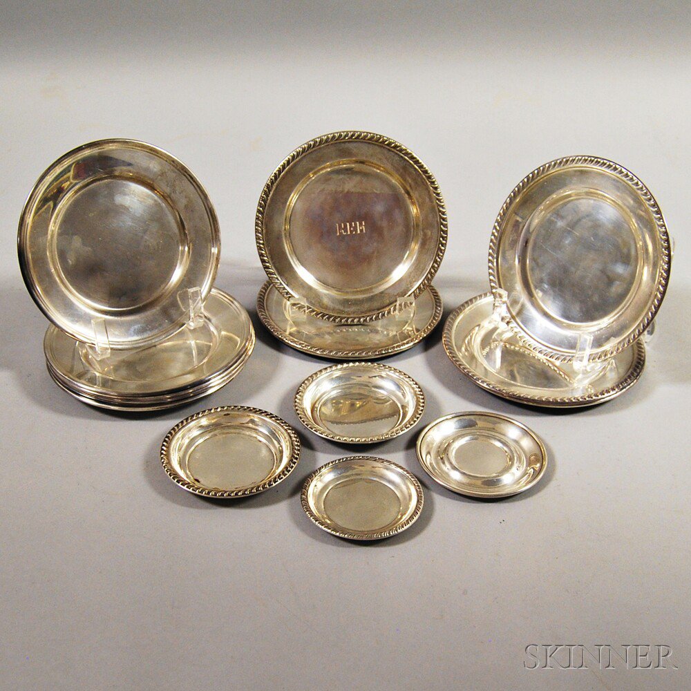 Appraisal: Fifteen Assorted Sterling Silver Dishes six bread plates four butter