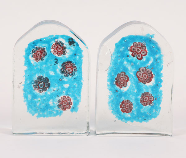 Appraisal: Pair Fratelli Toso Italian art glass bookends millefiori encased design