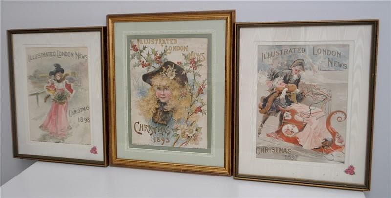 Appraisal: pc ILLUSTRATED LONDON NEWS TH C CHRISTMAS Antique Framed Original