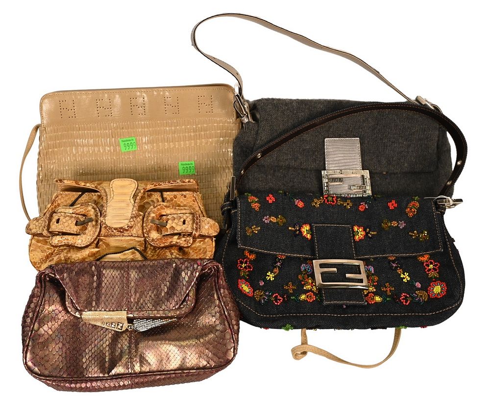 Appraisal: Five Piece Lot of Fendi Handbags to include small gold