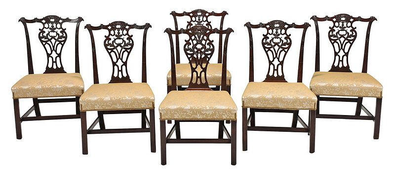 Appraisal: Fine Set Six Chippendale Mahogany Dining Chairs British th century