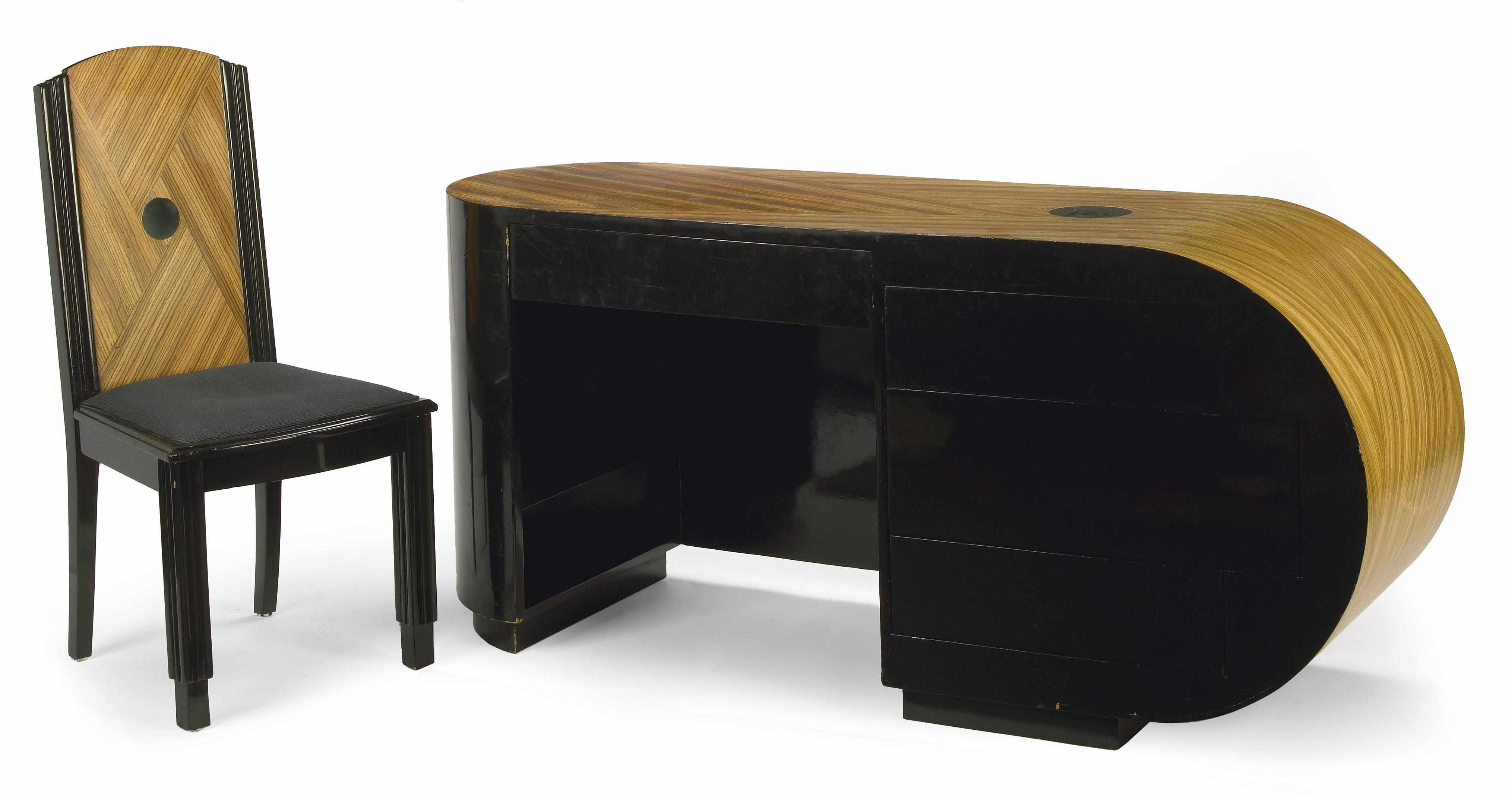 Appraisal: An American Art Deco style zebra and black lacquered wood