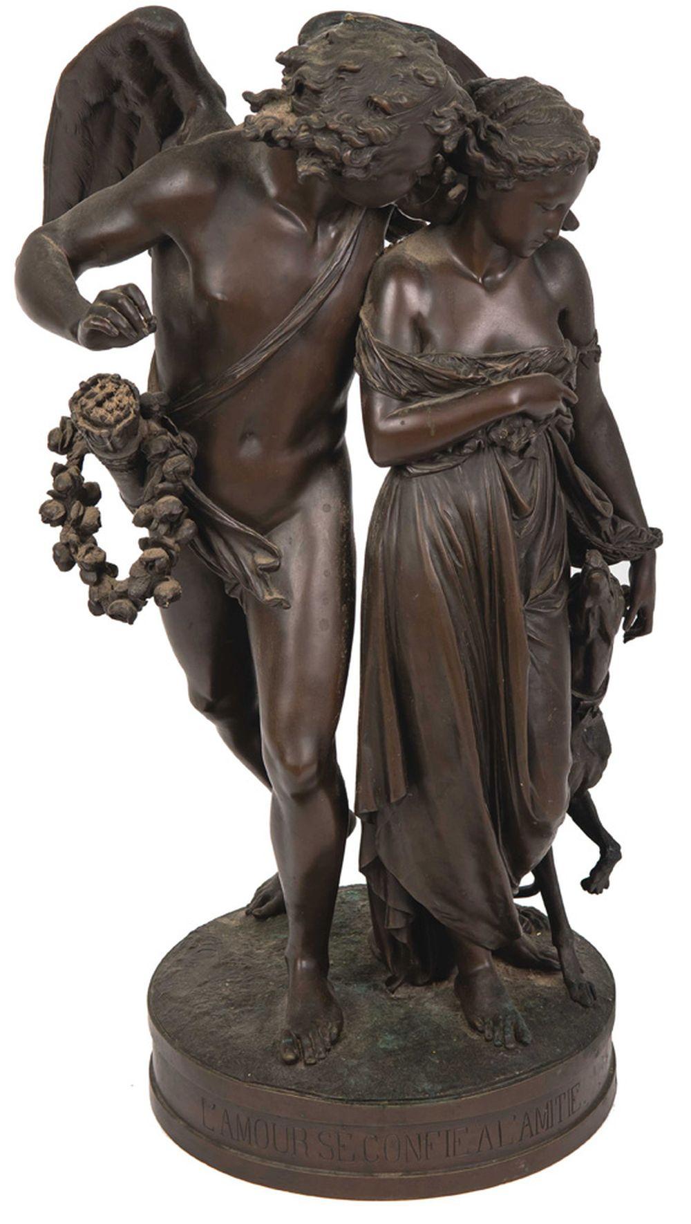 Appraisal: ALBERT CARRIER-BELLEUSE L'AMOUR SE CONFIT A L'AMITE bronze with brown