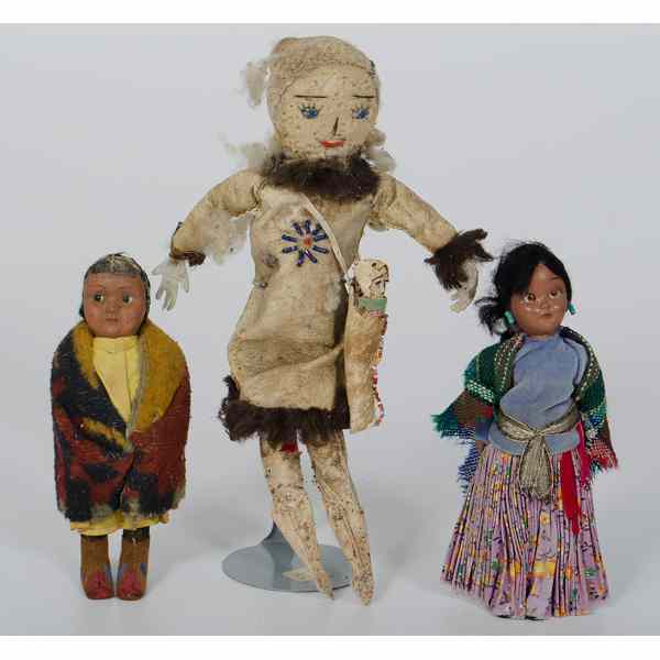 Appraisal: Ethnic Indian Dolls Three dolls of Native American and Mexican