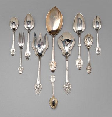 Appraisal: Medallion silver flatware pieces with marks for Gorham John Cook