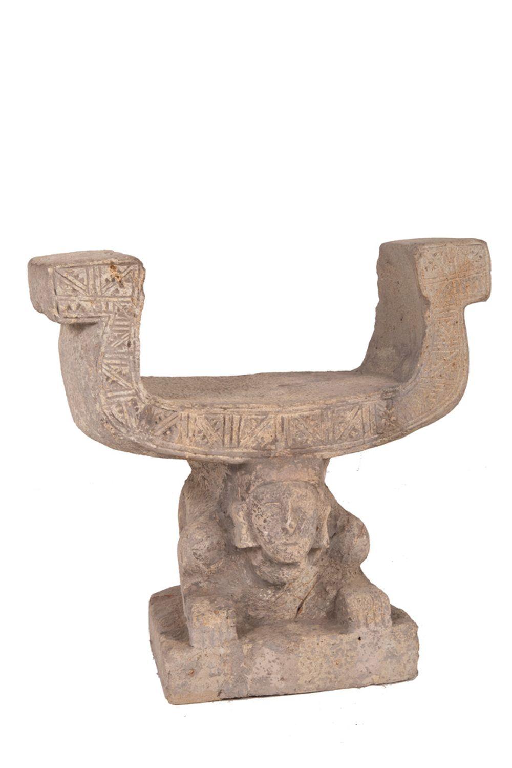 Appraisal: PRE-COLUMBIAN CARVED STONE THRONE CHAIRProvenance with a receipt of purchase