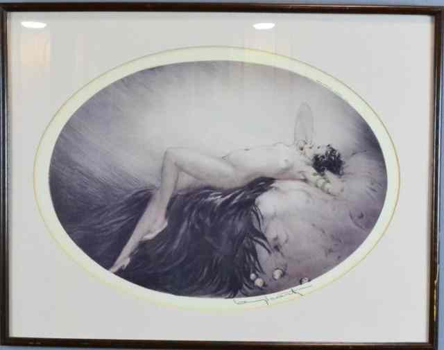 Appraisal: Louis Icart Print On PaperDepicting a reclining nude on feather