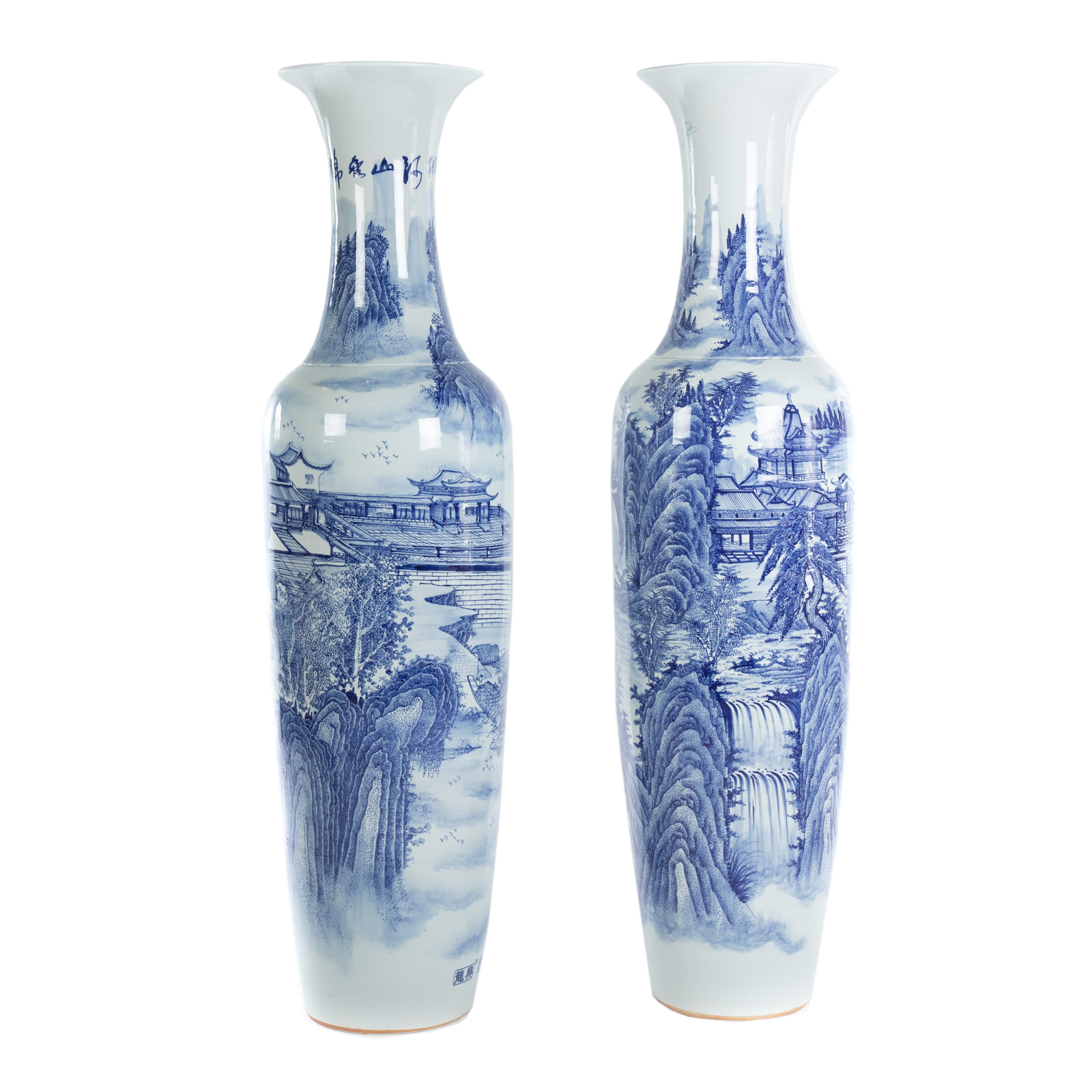 Appraisal: A PAIR OF CHINESE EXPORT MONUMENTAL VASES th century very