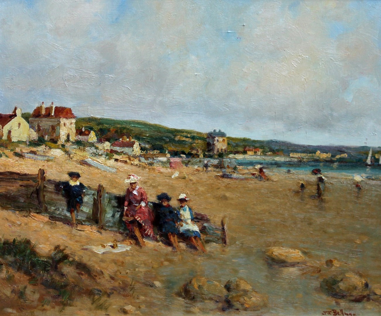 Appraisal: John Joseph Bellman b A picnic by the breakwater oil