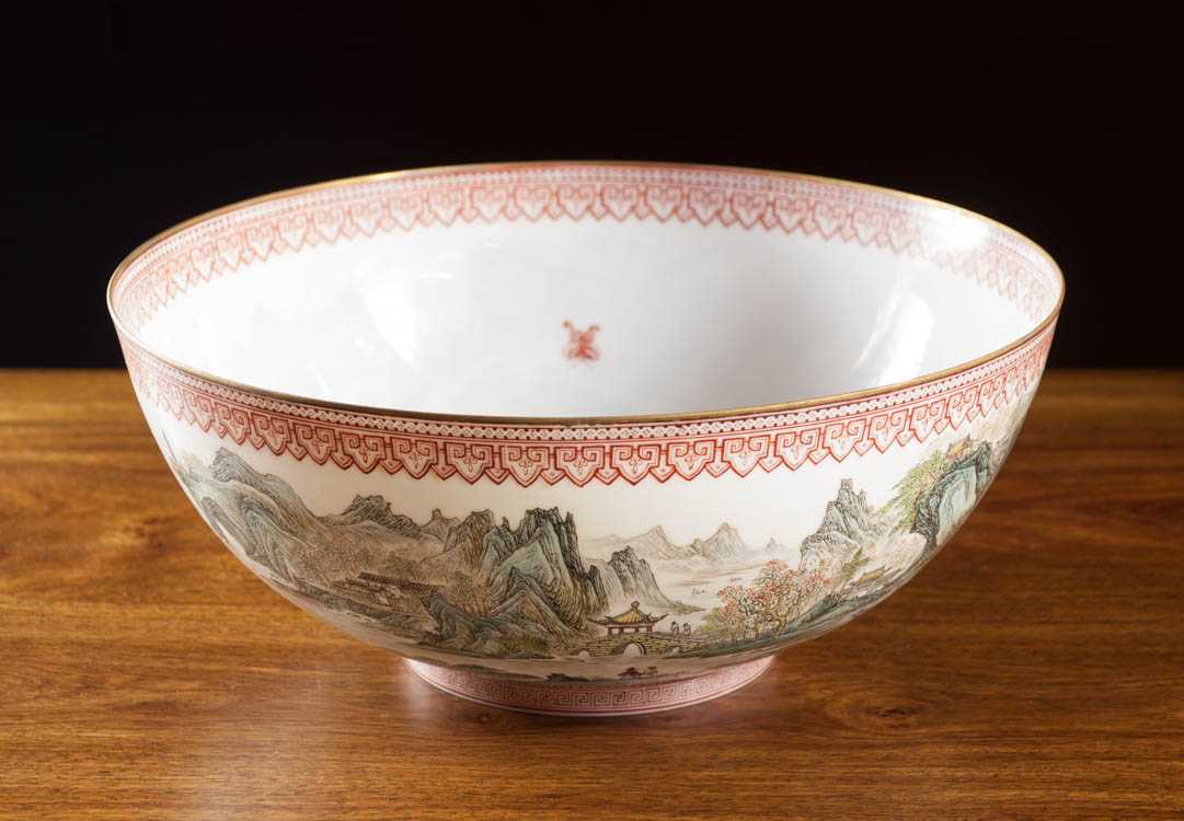 Appraisal: CHINESE EGGSHELL PORCELAIN BOWL hand enameled featuring dragon on interior