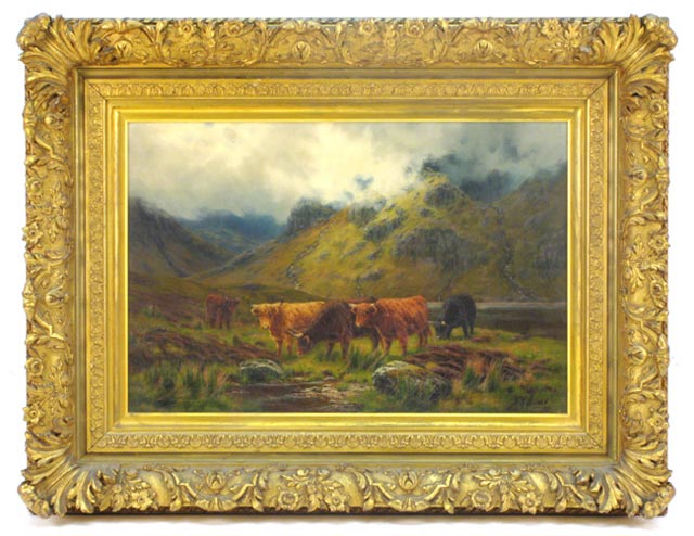 Appraisal: LOUIS BOSWORTH HURT OIL ON CANVAS British - Highland Cattle