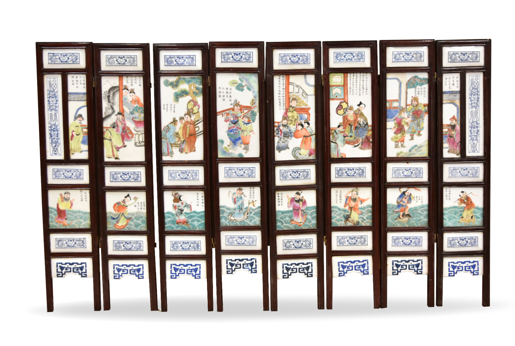 Appraisal: Chinese th C in the form of a eight-panel screen