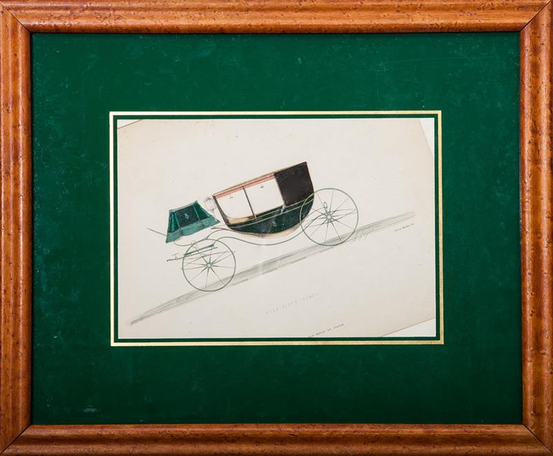 Appraisal: English School Two Carriage Prints Two engravings with hand-coloring on