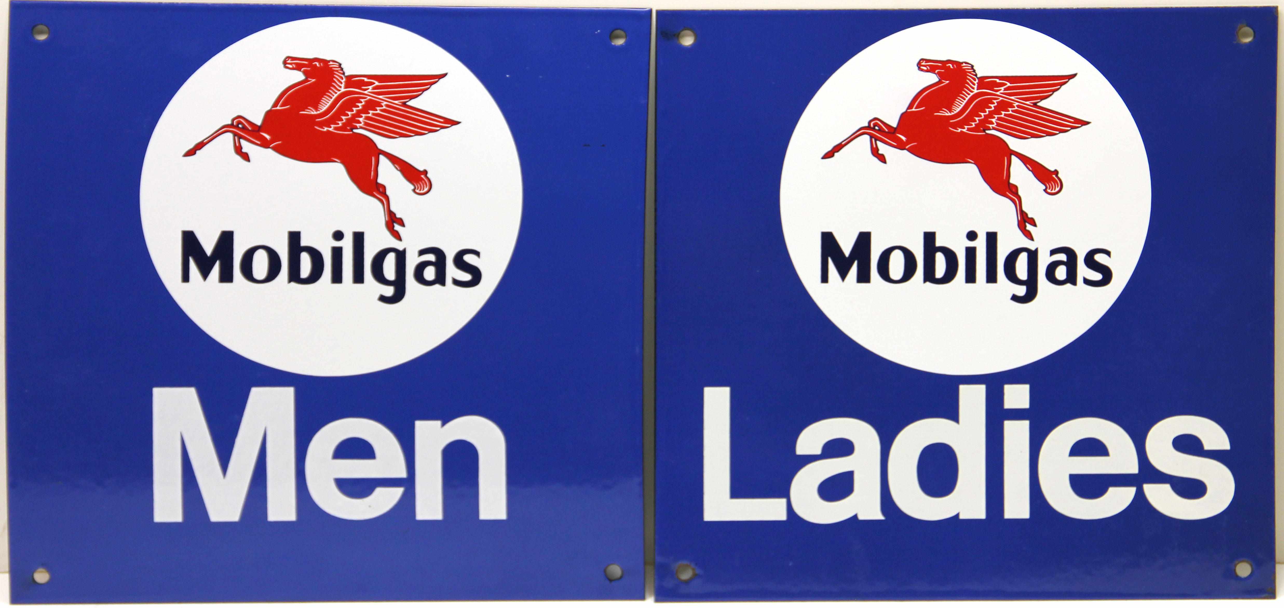 Appraisal: A Mobilgas Mens Ladies room door signs circa s new