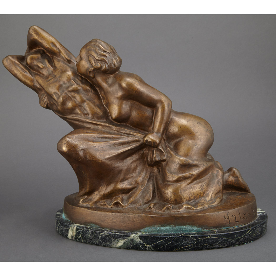 Appraisal: Continental Bronze Group of Two Lovers Depicting an anguished man