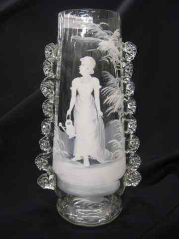 Appraisal: Mary Gregory Enameled Art Glass Vase maiden with water can