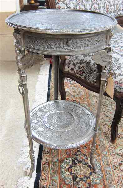 Appraisal: EMPIRE STYLE CAST IRON LAMP STAND American c a round