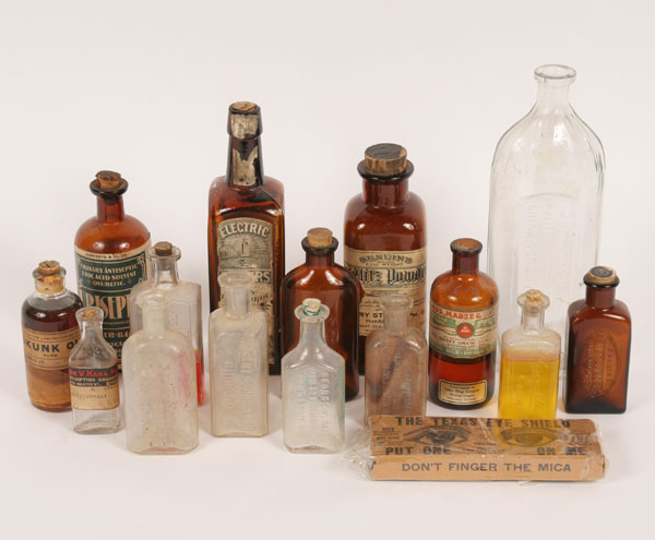 Appraisal: Fifteen bottles and one box The Texas Eye Shield mica