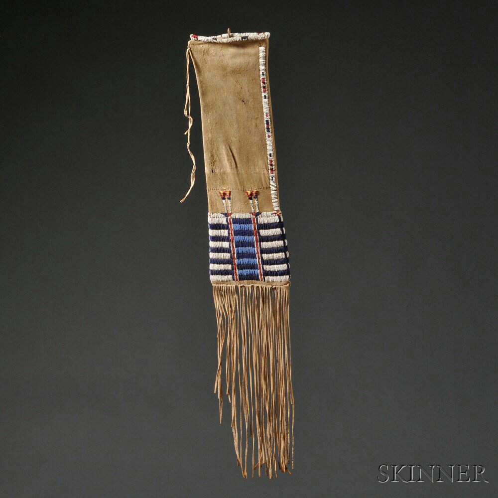 Appraisal: Cheyenne Beaded Hide Pipe Bag c beaded with a classic