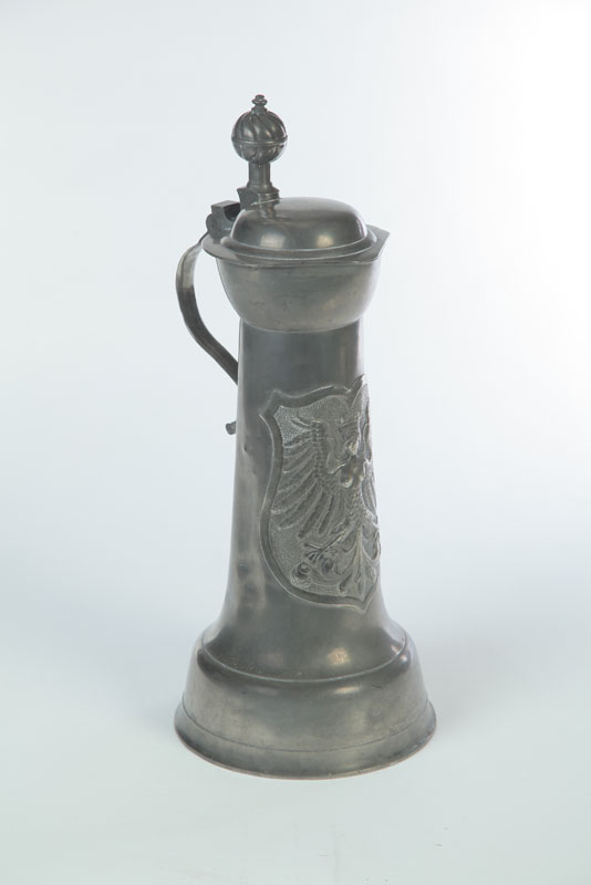 Appraisal: PEWTER TANKARD Probably Germany nd half- th century Tall lidded