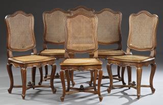 Appraisal: Set of Six Carved Mahogany Louis XV Style Dining C