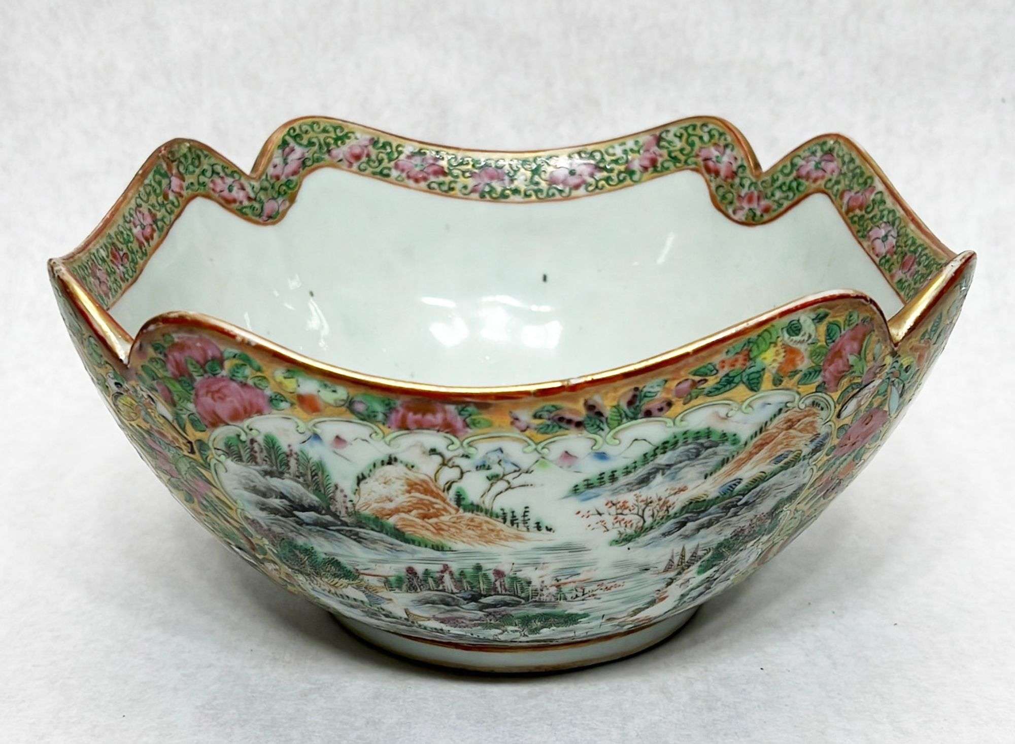 Appraisal: Chinese Export Rose Medallion Square Serving Bowl tall in diameter