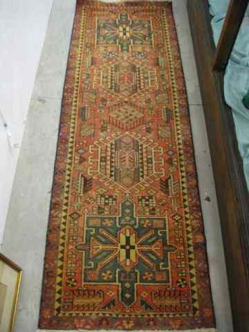 Appraisal: Heriz Persian Handmade Runner geometric designs on salmon field '