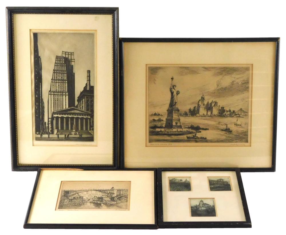 Appraisal: Four NYC themed prints Nat Lowell United States - New