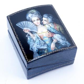 Appraisal: Russian Erotic Lacquered Paper Mache Box Signed Depicts a male