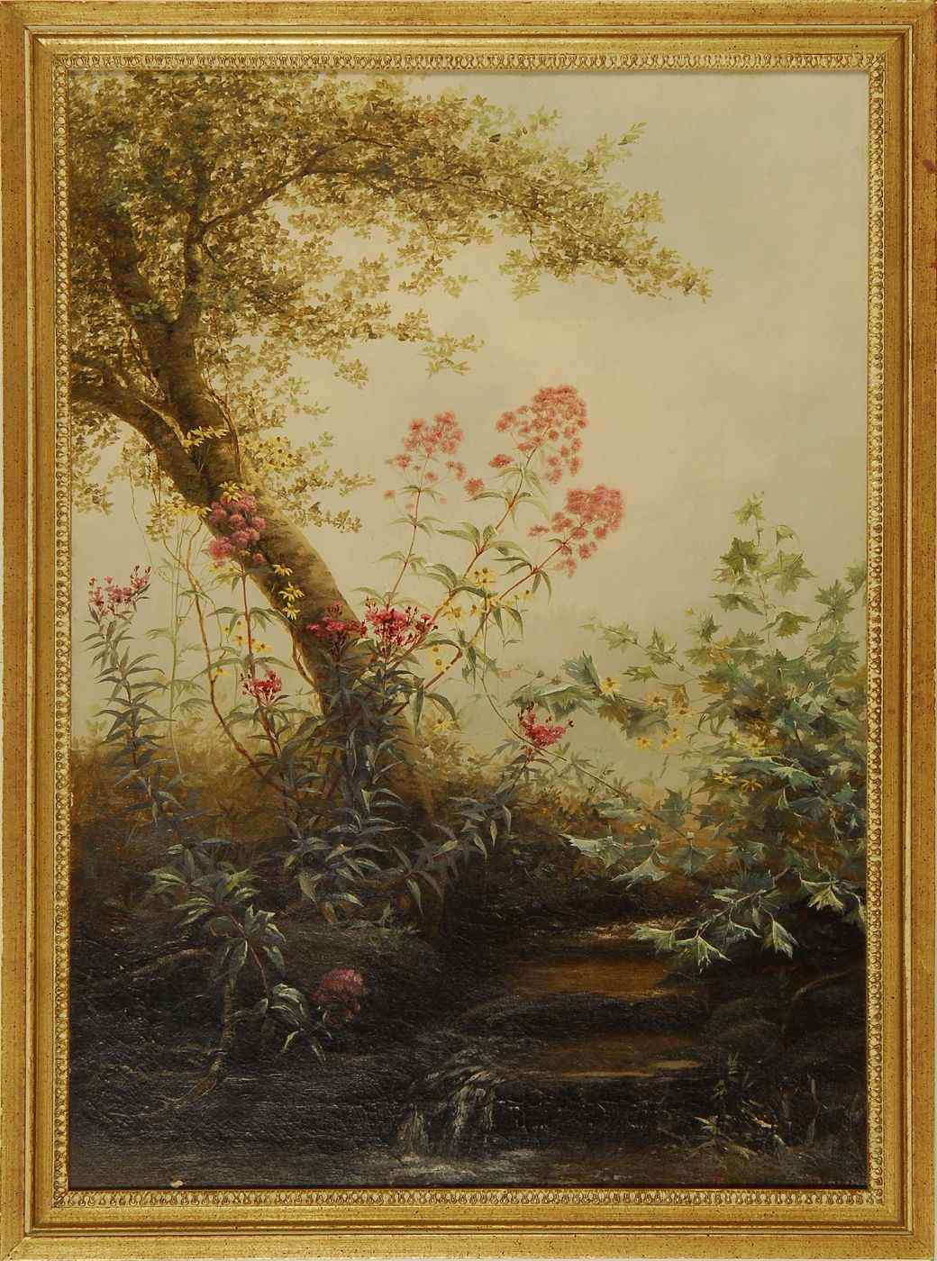 Appraisal: JEROME B THOMPSONAmerican - Forest stream with flowering foliage Signed