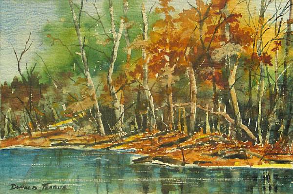 Appraisal: Donald Teague American - Along the riverbank signed 'Donald Teague'