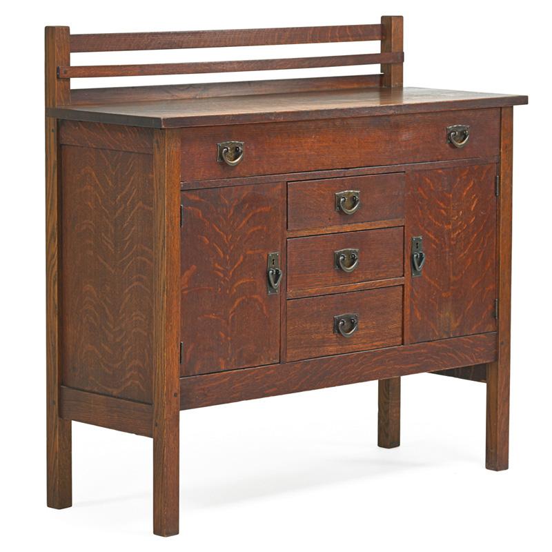 Appraisal: GUSTAV STICKLEY Sideboard Condition Report Good refinished condition Several small