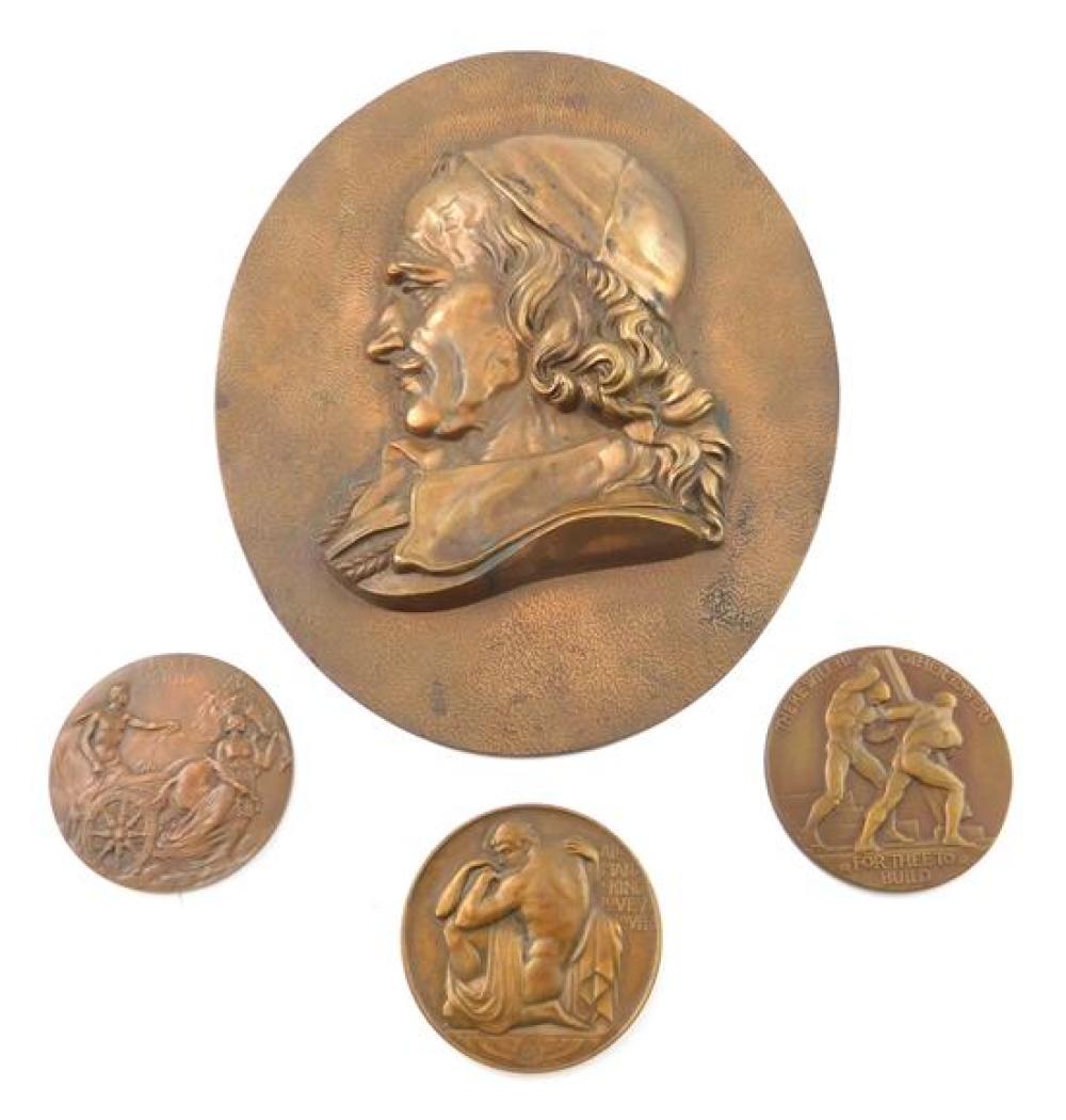 Appraisal: Four cast bronze medals makers include Tiffany etc including three