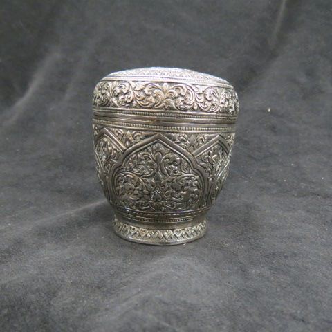 Appraisal: Silver Tea Caddy Box elephant snake foliage design test fine