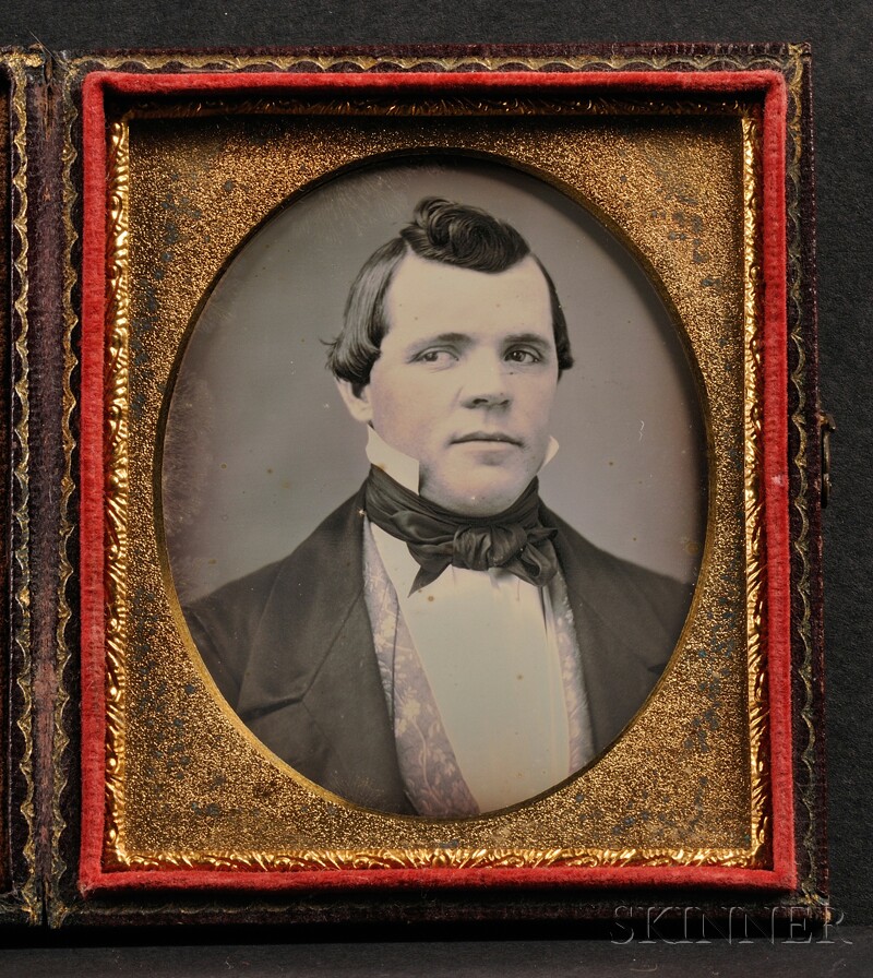 Appraisal: Sixth Plate Daguerreotype Portrait of a Man with a Wayward