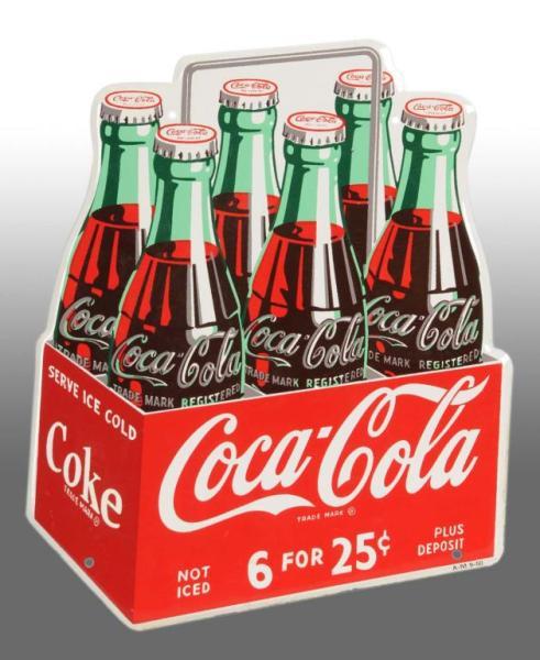 Appraisal: Tin Coca-Cola -Pack Die-Cut Sign Description A little bit of