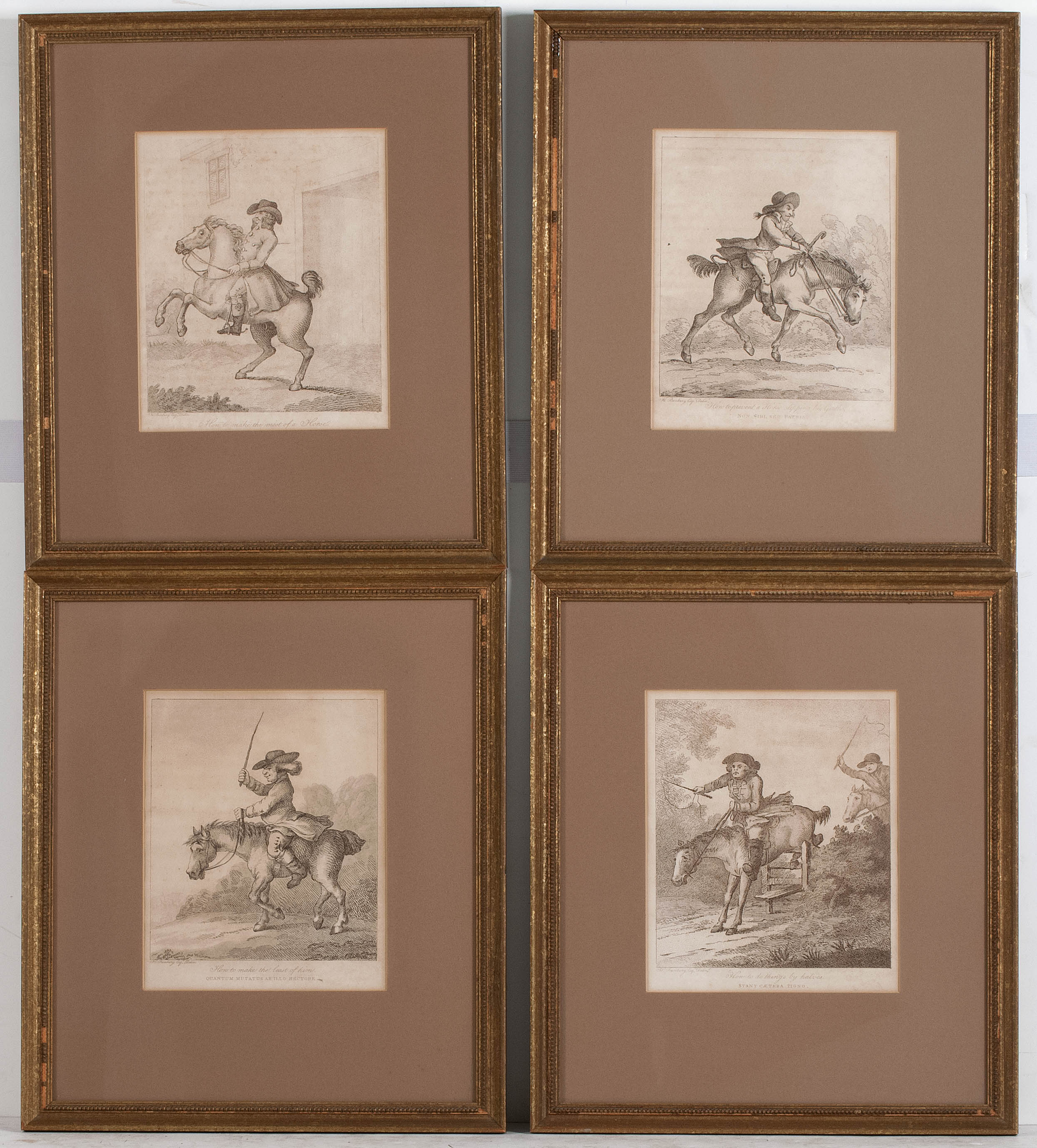 Appraisal: FOUR ILLUSTRATED PLATES FROM GEOFFREY GAMBADO'S ANNALS OF HORSEMANSHIP Late