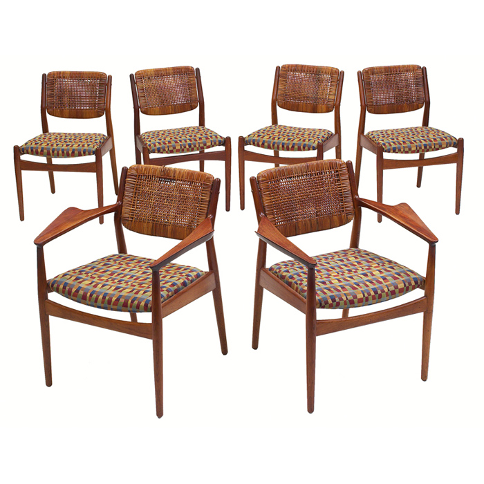 Appraisal: Arne Vodder dining chairs six by Sibast Denmark teak frames