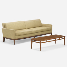 Appraisal: Lane Furniture SOFA AND TUXEDO COFFEE TABLE USA c walnut