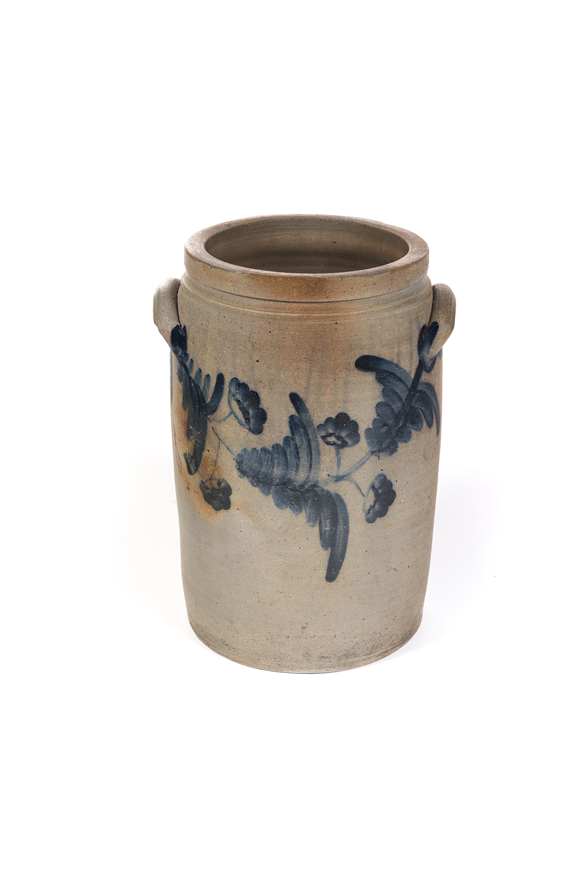 Appraisal: AMERICAN STONEWARE CROCK Second half- th century Brushed cobalt floral