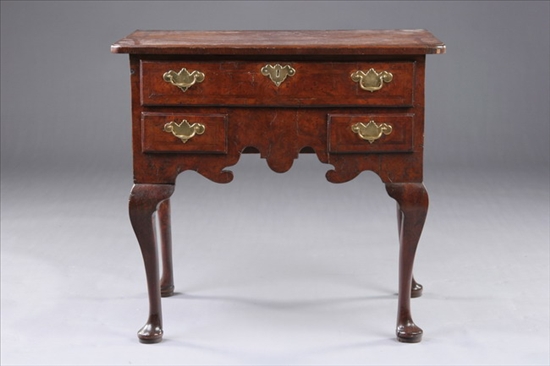 Appraisal: GEORGE II WALNUT AND BURL WALNUT LOWBOY th century Rectangular